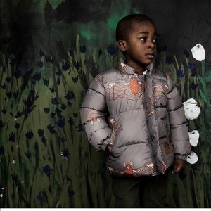 Stylish Puffer mini rodini toddler jacket - Gray with bats